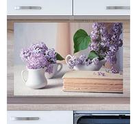 INDIGOS UG Splash Guard - Flowers - 90 x 55 cm - Aluminium Composite Plate Printed - with Picture - Motif - Kitchen Back Wall - Sign - Splash Guard - Cooker - Oven