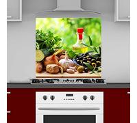 INDIGOS UG Splash Guard Mediterranean 60 x 60 cm Aluminium Composite Plate Printed with Picture Motif Kitchen Back Wall Sign Splash Guard Cooker Oven