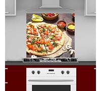 INDIGOS UG Splash Guard - Pizza - 60 x 55 cm - Aluminium Composite Plate Printed - with Picture - Motif - Kitchen - Kitchen Back Wall - Sign - Splash Guard - Cooker - Oven