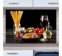 INDIGOS UG Splash Guard - Spaghetti Pasta - 100 x 55 cm - Aluminium Composite Plate Printed - with Picture - Motif - Kitchen - Kitchen Back Wall - Sign - Splash Guard - Cooker - Oven