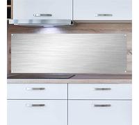 INDIGOS UG Splash Guard - Stainless Steel Look - 140 x 50 cm - Aluminium Composite Plate - Kitchen Back Wall - Sign - Oven - Tile Mirror - Cooker