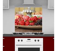INDIGOS UG Splash Guard - Strawberries - 70 x 65 cm - Aluminium Composite Plate Printed - with Picture - Motif - Kitchen Back Wall - Sign - Splash Guard - Cooker - Oven