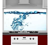 INDIGOS UG Splash Guard - Water Bubbles - 130 x 60 cm - Aluminium Composite Plate Printed - with Picture - Motif - Kitchen - Kitchen Back Wall - Sign - Splash Guard - Cooker - Oven