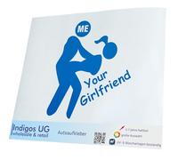 INDIGOS UG Sticker - Car Sticker - JDM - Die Cut - Car - OEM - Me & Your Girlfriend - 170 x 150 mm Blue - Rear Window Sticker - Tuning