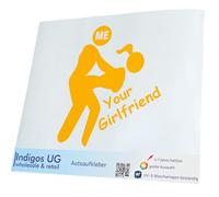 INDIGOS UG Sticker - Car Sticker - JDM - Die Cut - Car - OEM - Me & Your Girlfriend - 340 x 300 mm Yellow - Rear Window Sticker - Tuning