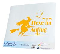INDIGOS UG Sticker Car Sticker JDM Die Cut Halloween Witch in Approach 400 x 234 mm Yellow Party Scary Fancy Dress