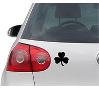 INDIGOS UG Sticker/Decal - JDM - Die cut - Green Reflective Lucky 3 Leaf Clover - black - 88 mm x 88 mm - Car Laptop Tuning gift