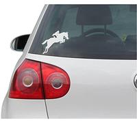 INDIGOS UG Sticker/Decal - JDM - Die cut - Horse Jumping Decal Car Laptop Window Vinyl Sticker - silver - 111mmx88mm - Car Laptop Tuning gift