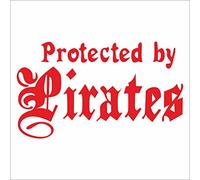 INDIGOS UG Sticker/Decal - JDM - Die cut - Protected By Pirates Decal Car Window Laptop Sticker - red - 149mmx86mm - Car Laptop Tuning gift