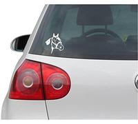 INDIGOS UG Sticker/Decal - JDM - Die cut - Quarter Horse Decal Car Laptop Window Vinyl Sticker - white - 88mm x101mm - Car Laptop Tuning gift