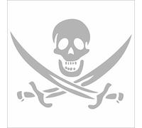 INDIGOS UG Sticker/Decal - JDM - Die cut - Skull And Crossed Swords Decal Laptop Window Sticker - silver - 121mmx88mm - Car Laptop Tuning gift