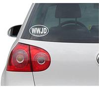 INDIGOS UG Sticker/Decal - JDM - Die cut - WWJD What Would Jesus Do? Bumper Sticker - silver - 139mmX88mm - Car Laptop Tuning gift
