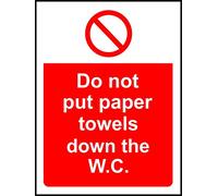 Indigos UG - Sticker - Safety - Warning - Hygiene Catering Do not Put Paper Towels Down The W.C. Safety Sign - 200 mm x 150 mm - Sticker for Office, Company, School, Hotel, Work Safety