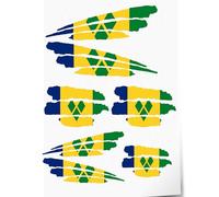 Indigos UG Sticker St. Vincent - 7 Car Stickers - Flag - Flag with 3 Stripes - Self-Adhesive Flags for Rear Window, Model Building, Sports, Motorcycle, Car, Tuning, Window, Boot