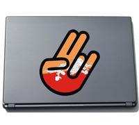 INDIGOS UG The Shocker Hand Decal Sticker Laptop skin 297x205 mm black Outline with Flag Bhutan