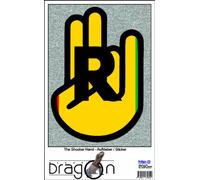 INDIGOS UG The Shocker Hand Decal Sticker Laptop skin 297x205 mm black Outline with Flag Rwanda-Ruanda