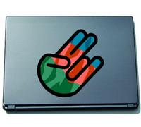 INDIGOS UG The Shocker Hand Decal Sticker Laptop skin 297x205 mm black Outline with Flag Turkey