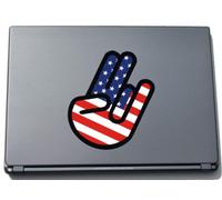 INDIGOS UG The Shocker Hand Decal Sticker Laptop skin 297x205 mm black Outline with Flag USA