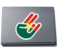 INDIGOS UG The Shocker Hand Decal Sticker Laptop skin 297x205 mm white Outline with Flag Burkina Faso