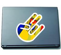 INDIGOS UG The Shocker Hand Decal Sticker Laptop skin 297x205 mm white Outline with Flag Moldova-Moldawien