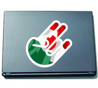 INDIGOS UG The Shocker Hand Decal Sticker Laptop skin 297x205 mm white Outline with Flag Niger-Niger