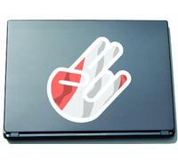 INDIGOS UG The Shocker Hand Decal Sticker Laptop skin 297x205 mm white Outline with Flag Peru-Peru