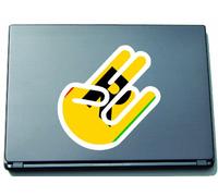 INDIGOS UG The Shocker Hand Decal Sticker Laptop skin 297x205 mm white Outline with Flag Rwanda-Ruanda
