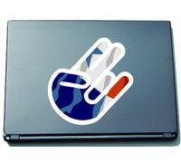 INDIGOS UG The Shocker Hand Decal Sticker Laptop skin 297x205 mm white Outline with Flag Zambia