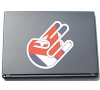 INDIGOS UG The Shocker Hand Laptop Sticker/Laptop Skin/Decal Sticker 210 x 144 mm White Outline with Flag Cuba Cuba