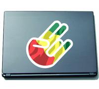 INDIGOS UG The Shocker Hand Laptop Sticker/Laptop Skin/Decal Sticker 210 x 144 mm White Outline with Flag Ethiopia Ethiopia