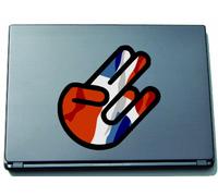 INDIGOS UG The Shocker Hand Laptop Sticker/Laptop Skin/Decal Sticker - 297 x 205 mm - Black Outline with Flag - Dominican Republic