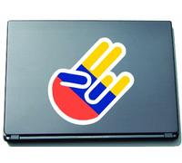 INDIGOS UG The Shocker Hand Laptop Sticker/Laptop Skin/Sticker 210 x 144 mm White Outline with Flag/Ecuador