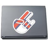 INDIGOS UG The Shocker Hand Laptop Sticker/Laptop Skin/Sticker Decal Sticker - 210 x 144 mm - White Outline with Flag - Faroe Islands Faroe Islands