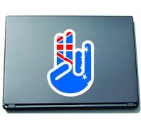 INDIGOS UG The Shocker Hand Laptop Sticker/Laptop Skin/Sticker Decal Sticker 210 x 144 mm White Outline with Flag Cook Islands