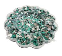 INDIKONB Craft Mirrors Set with Storage Box | Glass Pieces for Lippan Art, Crafts, and Jewelry Making - Combo Set of 12 Shapes, 4-11mm (Silver 2)