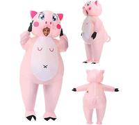Indimization Inflatable Costumes for Adults - Yellow Duck, Pink Pig, T-Rex Dinosaur Blow Up Onesie Party Fancy Dress Halloween Christmas Carnival Cosplay Outfit Unisex Adult Blowup Costume