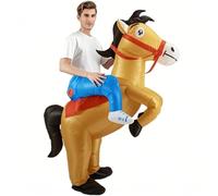 Indimization Inflatable Horse Costume for Adults Funny Halloween Costume with Hat Fancy Dress for Halloween Christmas Parties Themed Events & Pranks(150-190cm)