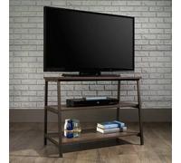 indio wooden tv stand with 2 shelves in smoked oak