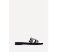 Indira Black Suede Aztec Design Embellished Slider Sandal Linzi Black 3-Standard Fit
