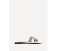 Indira White Faux Leather Aztec Design Embellished Slider Sandal Linzi White 3-Standard Fit