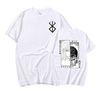 INDIRAN Anime Berserk T-Shirt Guts Griffith Cosplay Costume Unisex Summer Casual Crewneck Hip Hop Cotton T-Shirts White