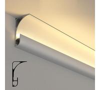 Indirect Lighting Aluminum Skirting Board, LED Strip Profile for Ceiling/Wall Decoration, Durable Crown Moulding for Home/Commercial Use(White,20 m/65.6 ft)