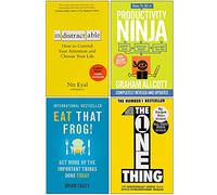 Indistractable, How to be a Productivity Ninja, Eat That Frog, The One Thing 4 Books Collection Set
