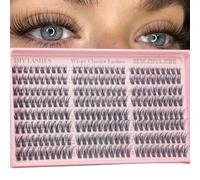 Individual Cluster Lashes Extensions 10-16mm Wispy Cluster Lashes 240Pcs D Curl Russian Lash Extensions Fluffy Natural Lash Extension DIY Cluster Lashes with Soft Thin Band(Black)