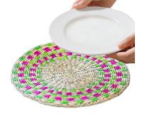 Individual Esparto | Rustic Esparto Fabric Coasters, 20 cm, Natural Plate Base | for Dining Room Decoration at Home Parties Weddings and Celebrations