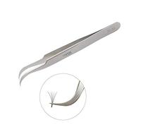 Individual Eyelash Tweezers - FEITA Professional Stainless Steel Curved Tweezer Precision for 3D Volume Eyelash Extension (1 Pc)