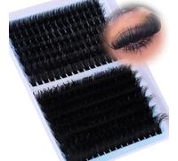 Individual Eyelashes 160D+260D Cluster Lashes 12-24mm Long Lash Extension Thick Mega Lashes Individual Cluster Volume Strip Tatti Lashes Dramatic Full Salon Look Eyelash by CORUSCATE