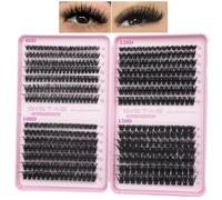 Individual Eyelashes 455pcs Natural Cluster Lashes D Curl Fluffy Lash Clusters Wispy Russian Eyelashes Extensions 60D+100D+120D+150D Thick Eye lashes 8-16mm for DIY Volume Lash Extensions(B08)