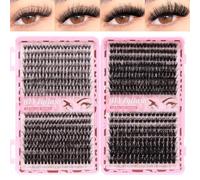 Individual Eyelashes 608pcs Natural Cluster Lashes D Curl Fluffy Lash Clusters Wispy Individual Lashes Cluster for DIY Lash Extensions at Home (10-16mm 60+80+100+120D)