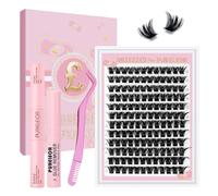Individual Eyelashes Cluster Lashes Kit Extensions with Lash Bond and Seal,Tweezers Lash Bond Remover Light Fluffy Diy At Home
